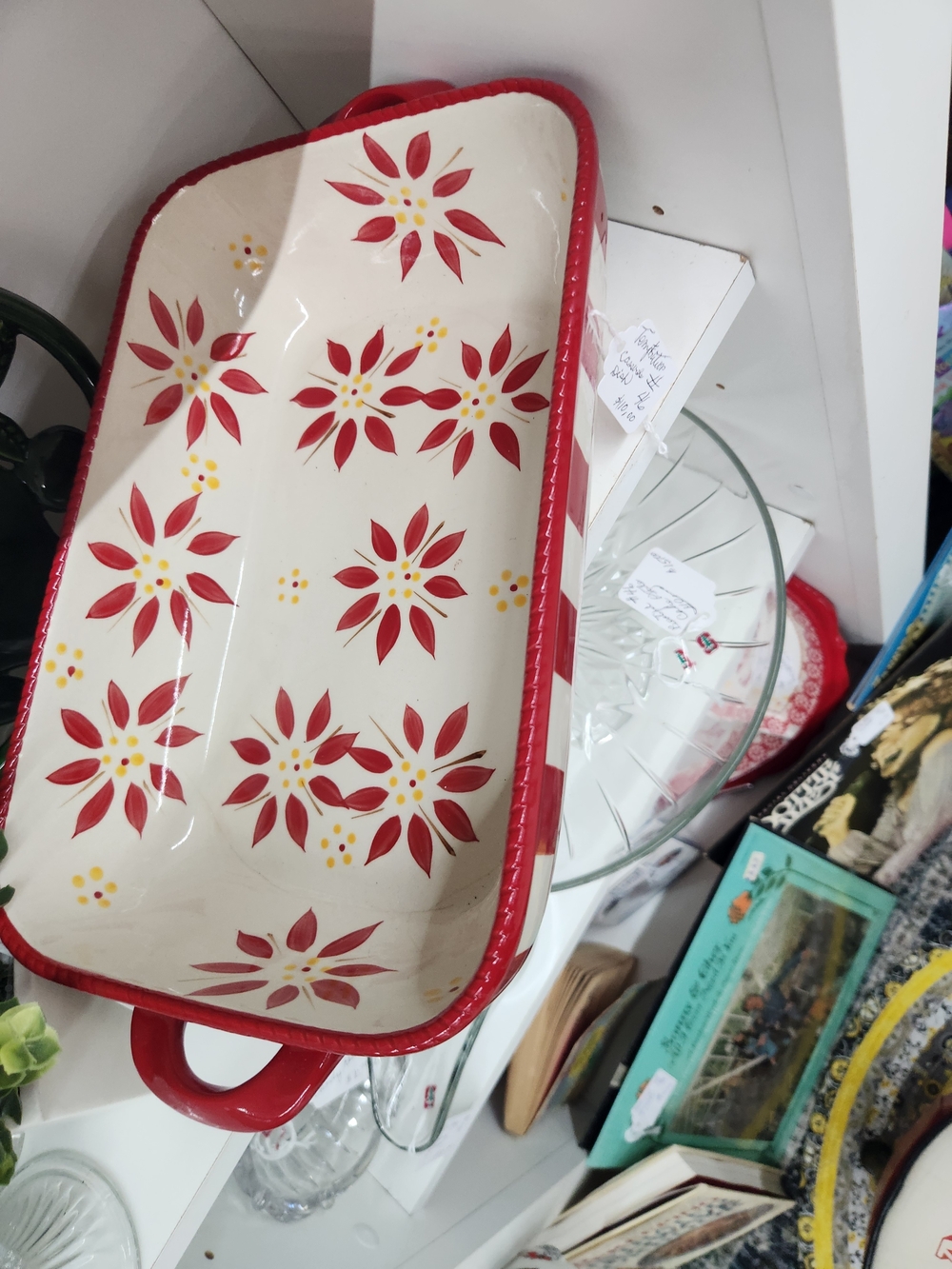 Red & Cream Temptations Ceramic Casserole Dish